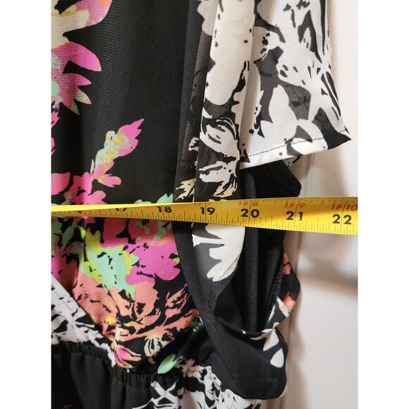 Lane Bryant Black Floral Maxi Dress Women's 18/20 Empire Waist Flutter Sleeve - Picture 8 of 9